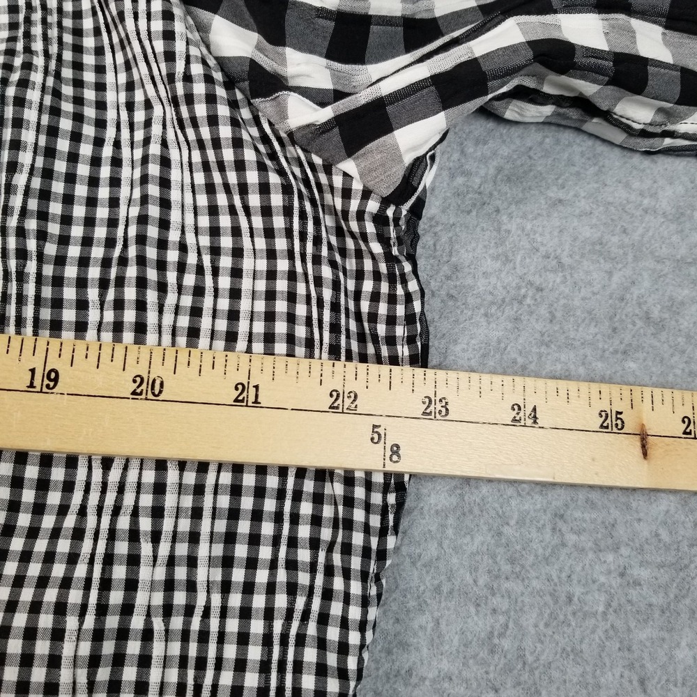 Foxcroft Button Up Shirt Women's 16 Black White Check Seersucker 3/4 Sleeve Top - Picture 8 of 8